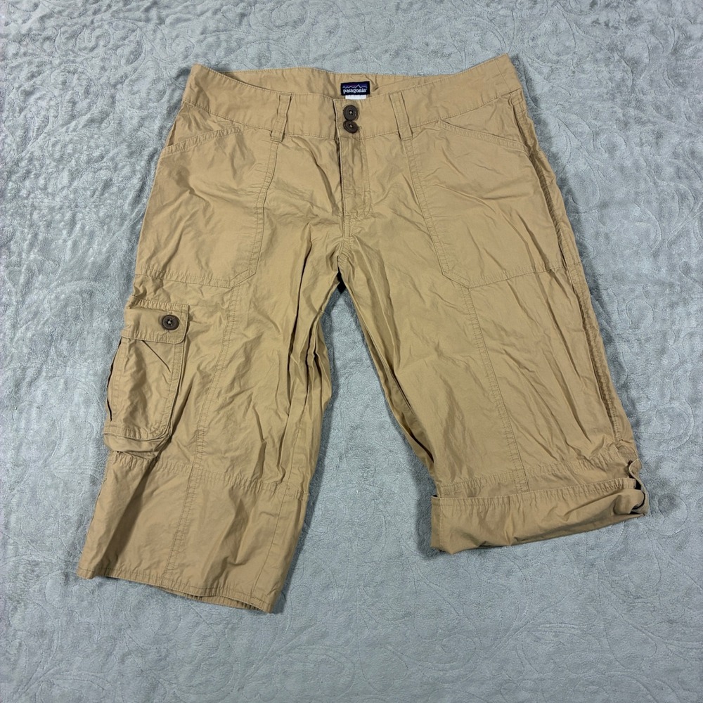 Patagonia Womens Convertible Cargo Capri Shorts Size 8 Organic Cotton Hiking